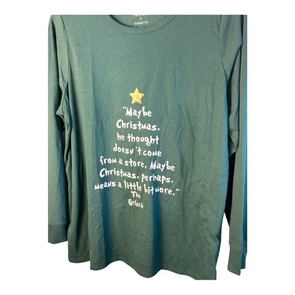Torrid Grinch Quote Classic Fit Green Long Sleeve Top - Picture 4 of 8